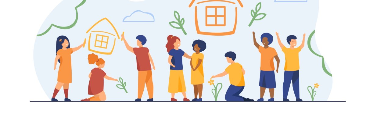 Children drawing home with crayons