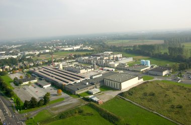 Aerial view 3M production plant Hilden
